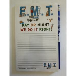 EMT Note Pad Pencil New Day or Night We do it Right School Graduation Gifts